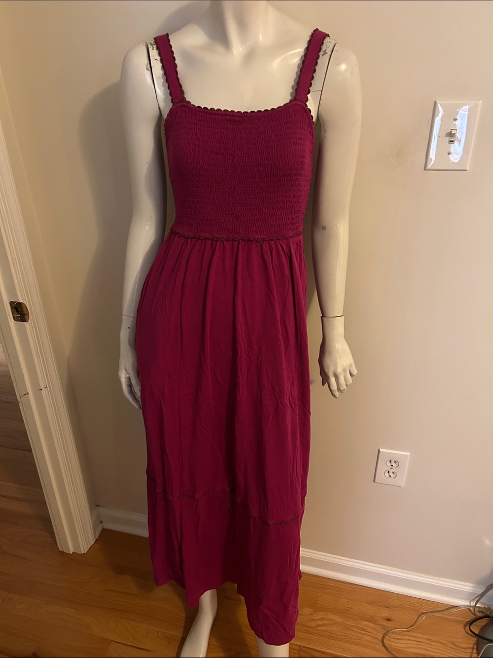 Boden Magenta Smocked Maxi Dress